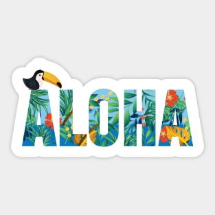 Aloha Hawaii Flower Spirit Bright Colorful Toucan Gift Sticker